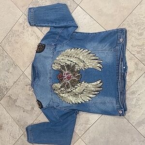 Women's Blue Studded Jean Jacket